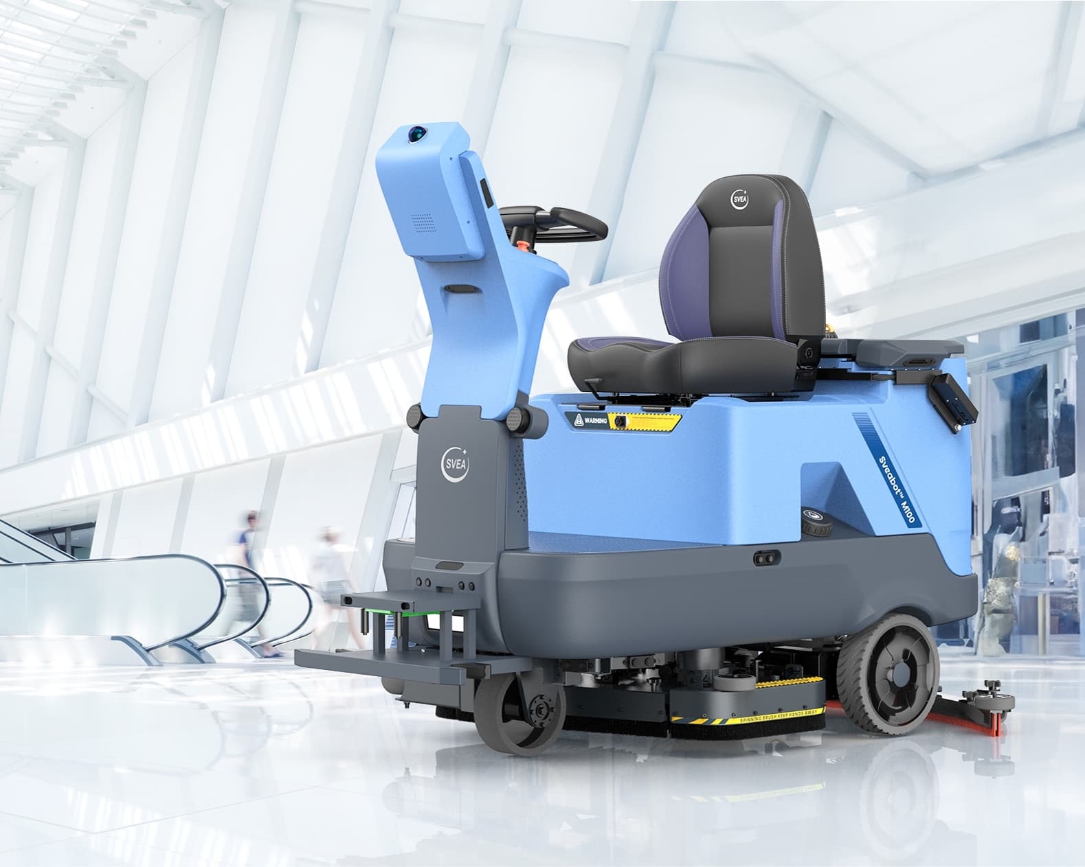 Scheuersauger Sveabot M100E im Atrium eines Einkaufszentrums