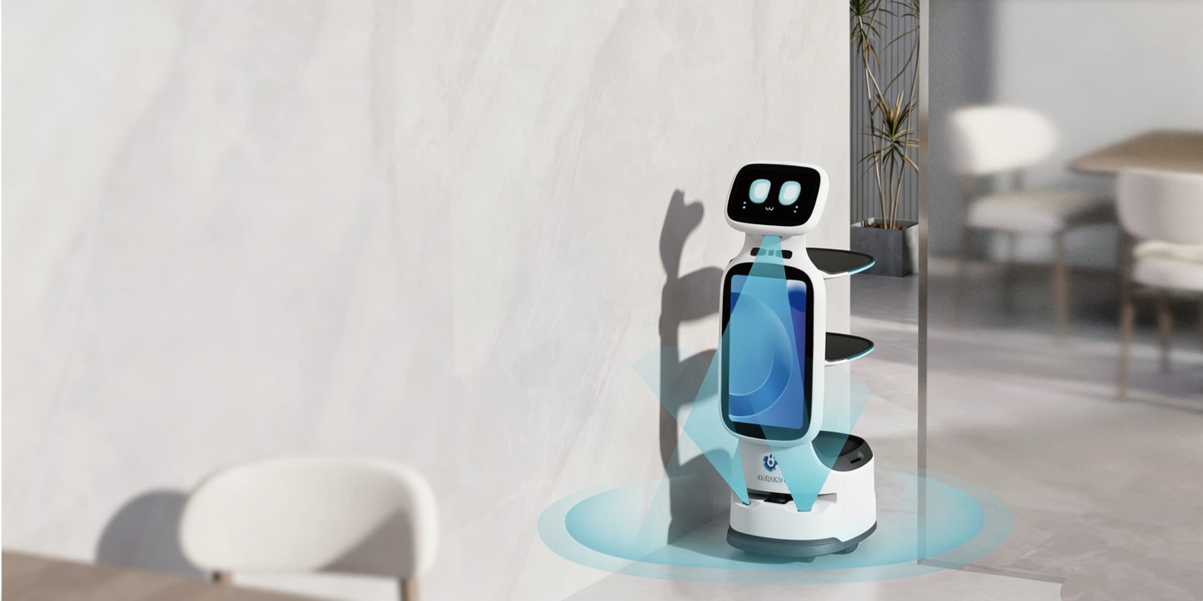 Robot navigating a narrow restaurant aisle with stereo vision