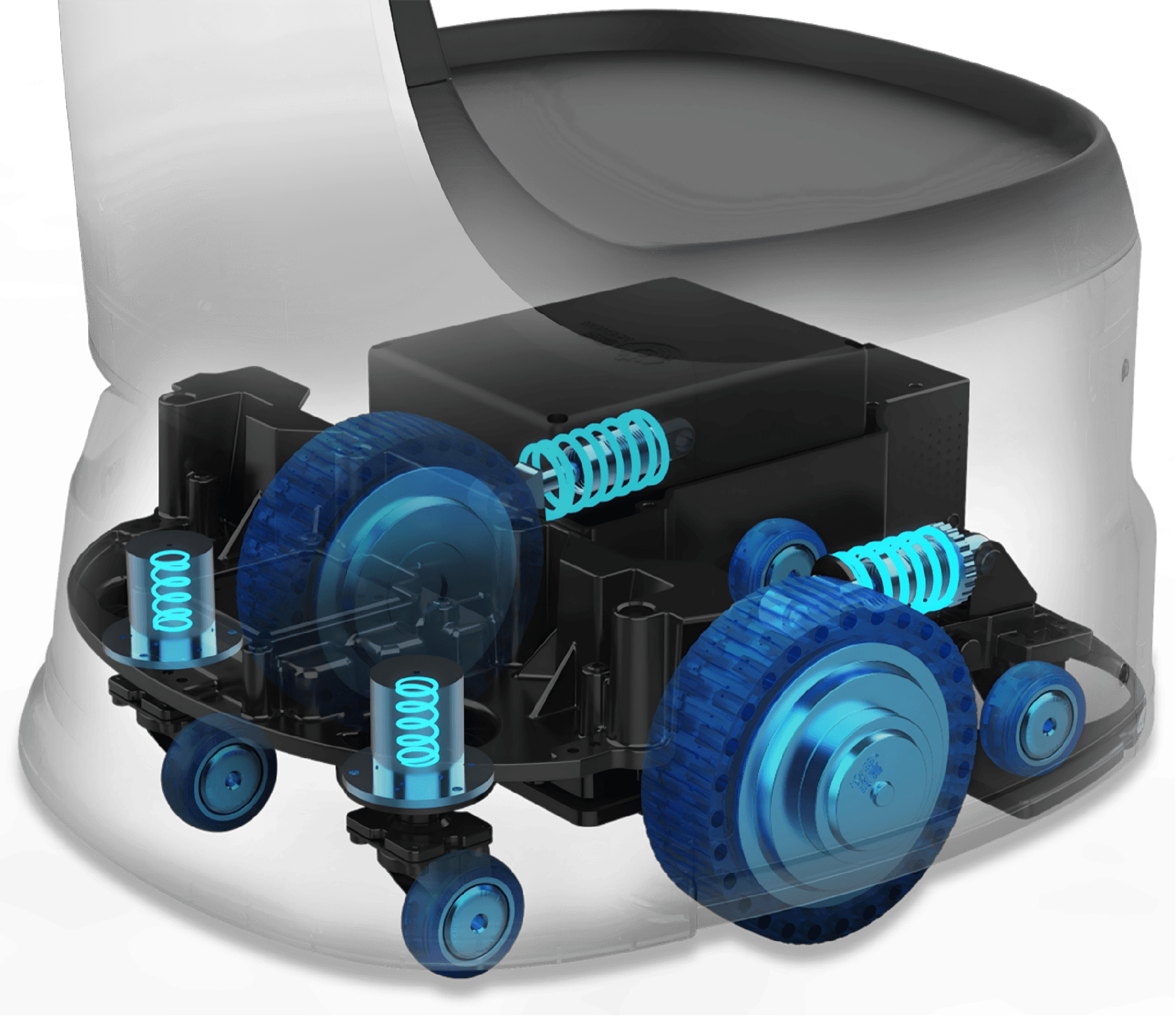 Self-developed 4.0 shock-absorbing chassis with stabilizer construction