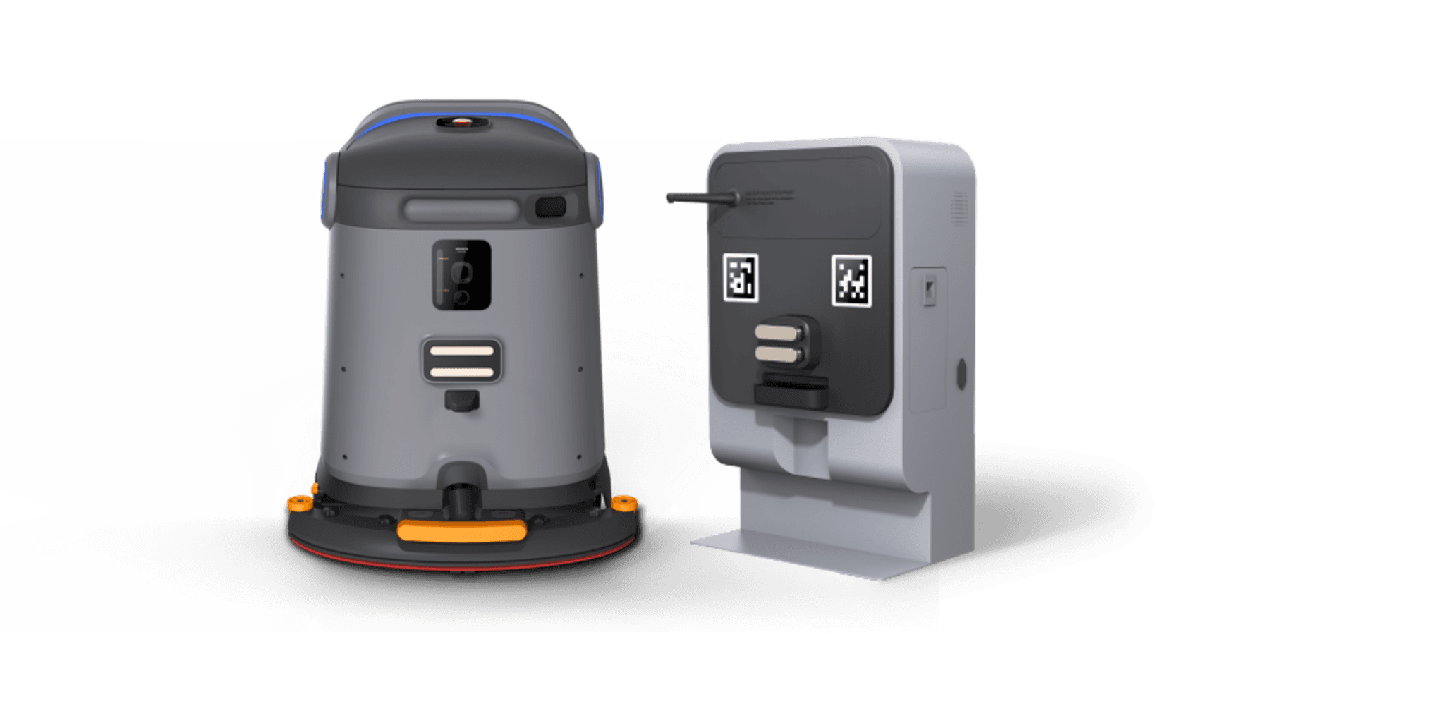 Rear view of the C40 beside its automatic charging and water station