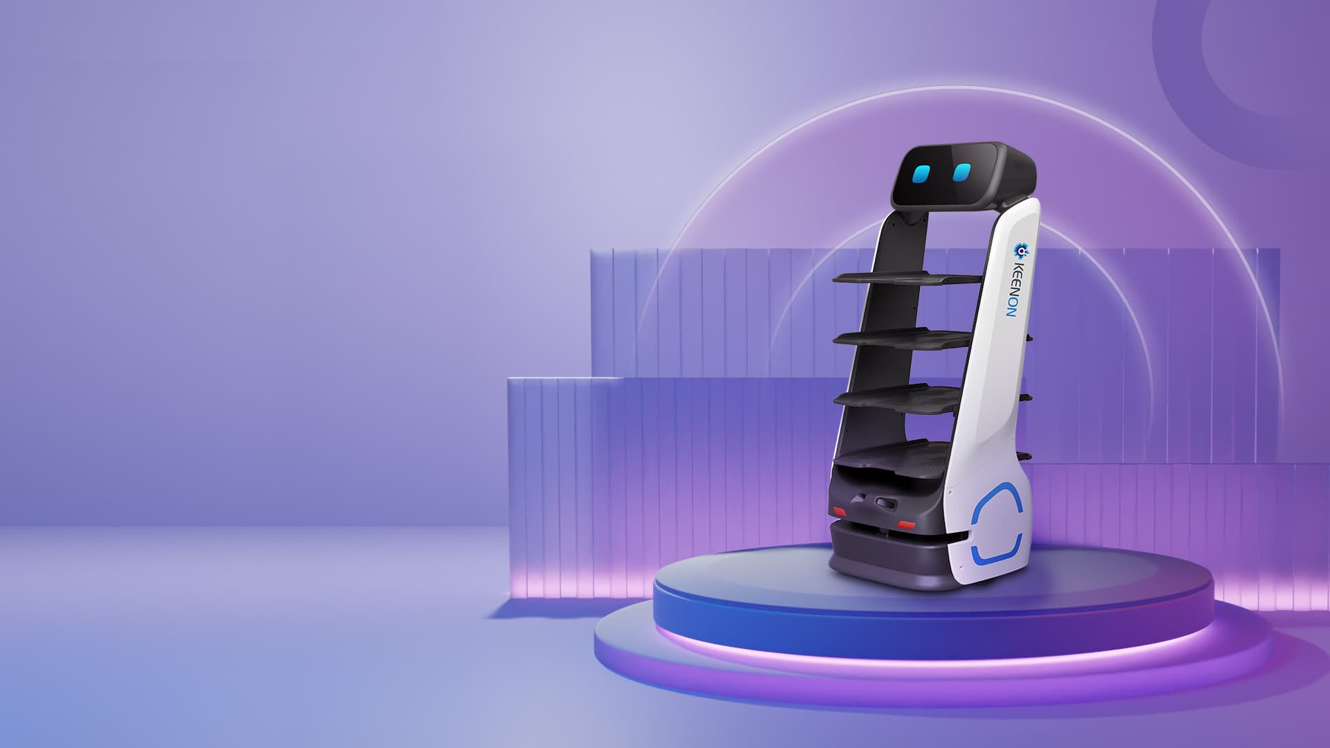 DINERBOT T9 key visual on a purple podium